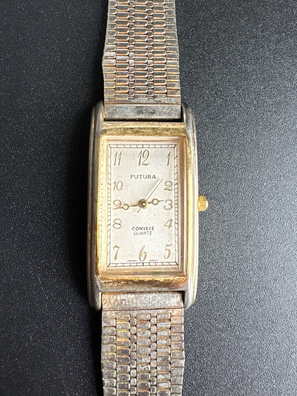 Futura Convexe Quartz Rectangular Gold & Silver Watch